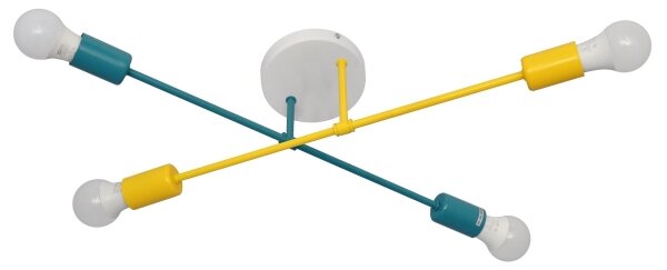 Lustră aplicată CAMBRIDGE 4xE27/60W/230V albastră/galbenă