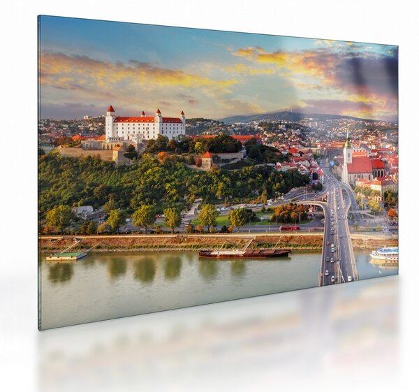 Tablou pe sticlă - Panorama bratislavei, Slovacia (70x50 cm)