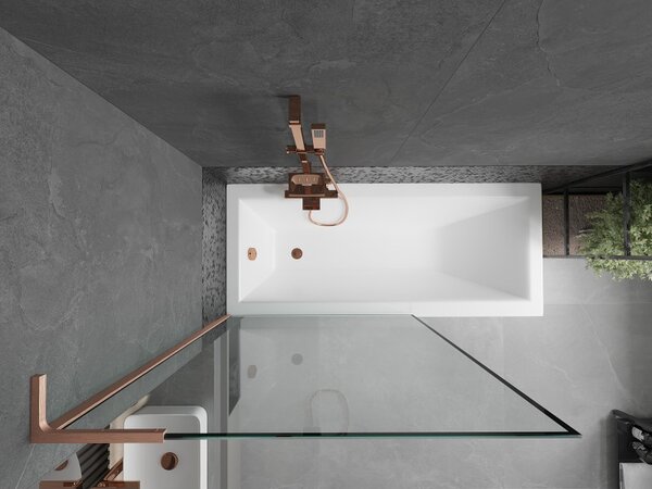 Mexen Next L, paravan de baie cu 1 aripă 100 x 150 cm, model sticlă transparentă-negru de 6 mm, profil cupru, 895-100-000-03-70-65
