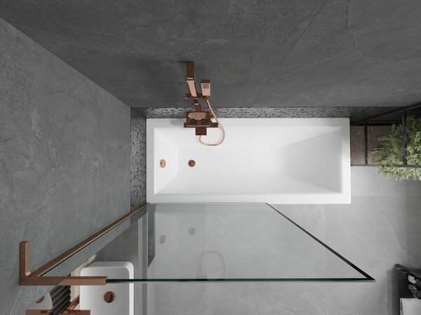 Mexen Next L, paravan de baie cu 1 aripă 100 x 150 cm, model sticlă transparentă-negru de 6 mm, profil auriu roz, 895-100-000-03-70-60