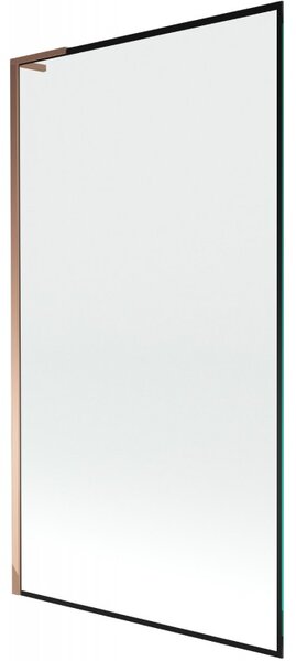 Mexen Next L, paravan de baie cu 1 aripă 100 x 150 cm, model sticlă transparentă-negru de 6 mm, profil auriu roz, 895-100-000-03-70-60