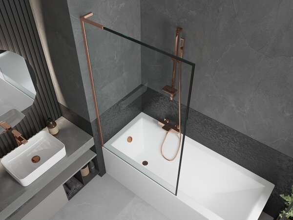 Mexen Next L, paravan de baie cu 1 aripă 100 x 150 cm, model sticlă transparentă-negru de 6 mm, profil cupru, 895-100-000-03-70-65