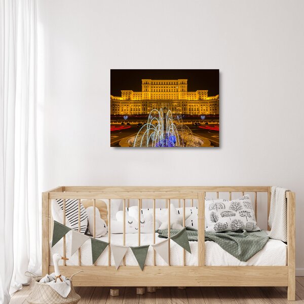 Tablou pe sticlă - Palatul Parlamentului, București, România (70x50 cm)