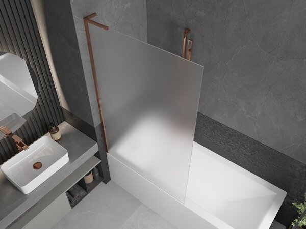 Mexen Next L, paravan de baie cu 1 aripă 100 x 150 cm, sticlă mată 6 mm, profil auriu roz, 895-100-000-03-30-60