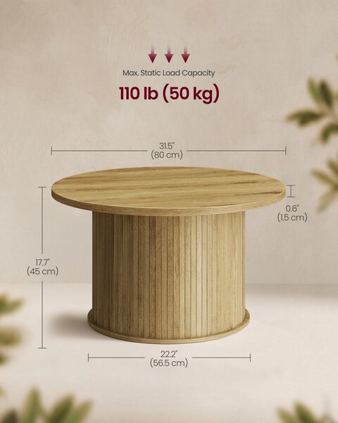 Masuta de cafea Miriana, Natural, 80x80x45 cm