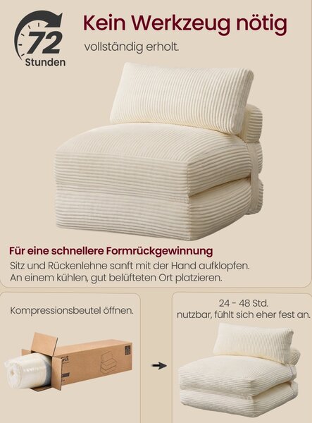 Canapea extensibila Camila, Crem, 89x195x40 cm