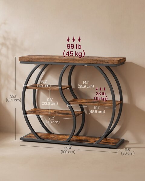 Consola Dacey, Maro rustic, 100x30x81.5 cm