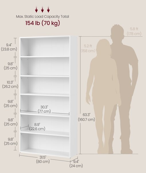 Biblioteca Custos, Alb, 80x24x160.7 cm