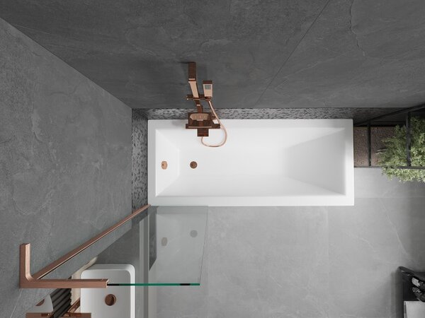 Mexen Next L, paravan de baie cu 1 aripă 50 x 150 cm, sticlă transparentă de 6 mm, profil de cupru, 895-050-000-03-00-65