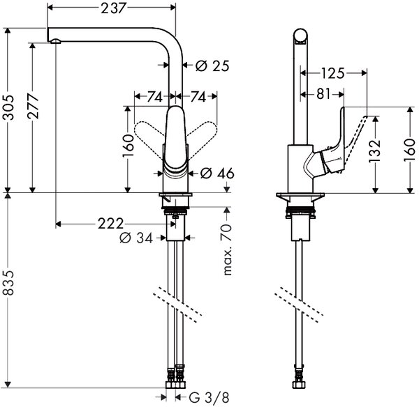 Hansgrohe Focus M41 baterie bucătărie pe picior oţel inoxidabil 31817800
