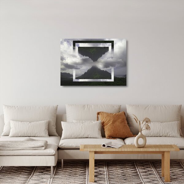 Tablou pe sticlă - Munții din Islanda, colaj geometric (70x50 cm)