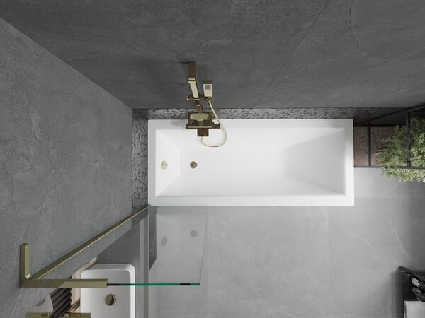 Mexen Next L, paravan de baie cu 1 aripă 50 x 150 cm, sticlă transparentă de 6 mm, profil auriu lucios, 895-050-000-03-00-50