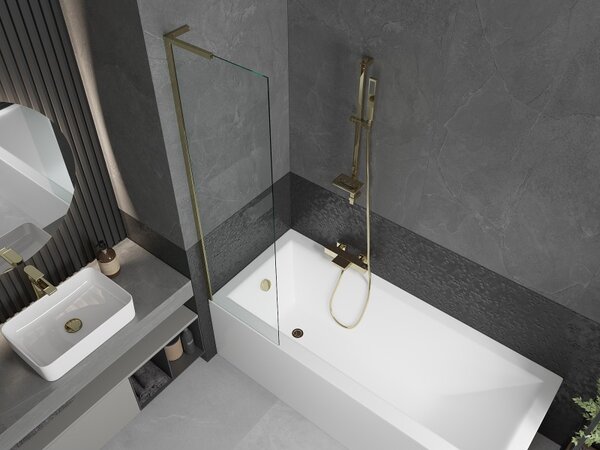 Mexen Next L, paravan de baie cu 1 aripă 50 x 150 cm, sticlă transparentă de 6 mm, profil auriu lucios, 895-050-000-03-00-50