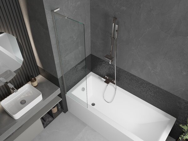 Mexen Next L, paravan de baie cu 1 aripă 50 x 150 cm, transparent, sticlă transparentă de 6 mm, profil din oțel periat, 895-050-000-03-00-97