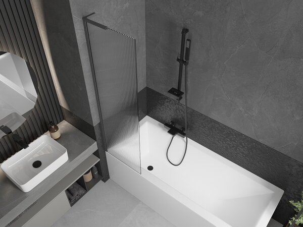 Mexen Next L, paravan de baie cu 1 aripă 50 x 150 cm, sticlă de 6 mm cu model nervuri, profil grafit, 895-050-000-03-09-95
