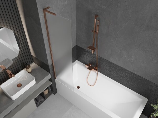 Mexen Next L, paravan de baie cu 1 aripă 50 x 150 cm, sticlă mată 6 mm, profil auriu roz, 895-050-000-03-30-60