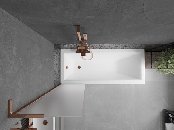 Mexen Next L, paravan de baie cu 1 aripă 50 x 150 cm, sticlă mată 6 mm, profil auriu roz, 895-050-000-03-30-60