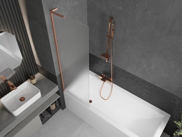 Mexen Next L, paravan de baie cu 1 aripă 60 x 150 cm, sticlă mată 6 mm, profil cupru, 895-060-000-03-30-65