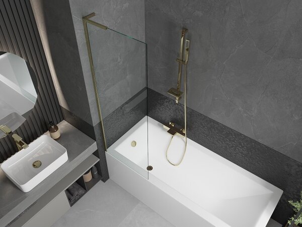 Mexen Next L, paravan de baie cu 1 aripă 60 x 150 cm, sticlă transparentă de 6 mm, profil auriu lucios, 895-060-000-03-00-50