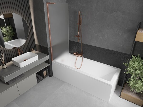 Mexen Next L, paravan de baie cu 1 aripă 60 x 150 cm, sticlă mată 6 mm, profil cupru, 895-060-000-03-30-65
