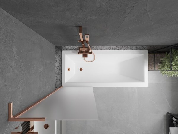 Mexen Next L, paravan de baie cu 1 aripă 60 x 150 cm, sticlă mată 6 mm, profil cupru, 895-060-000-03-30-65