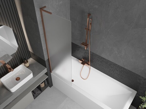 Mexen Next L, paravan de baie cu 1 aripă 60 x 150 cm, sticlă mată 6 mm, profil auriu roz, 895-060-000-03-30-60