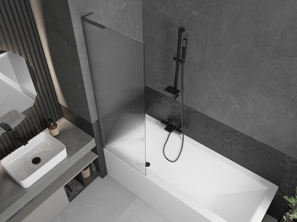 Mexen Next L, paravan de baie cu 1 aripă 60 x 150 cm, sticlă de 6 mm cu model nervuri, profil grafit, 895-060-000-03-09-95