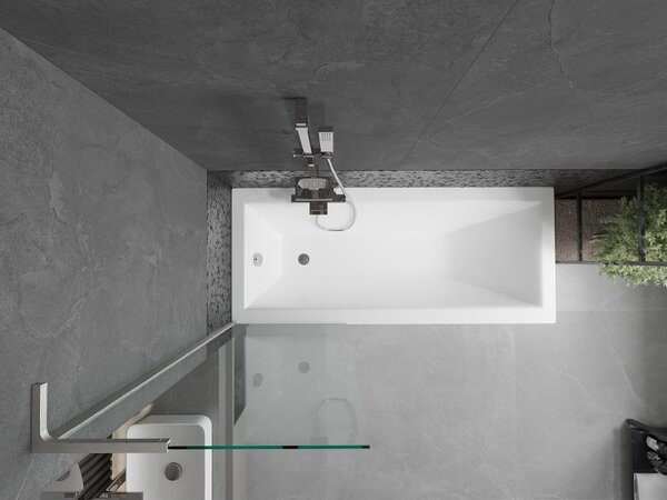 Mexen Next L, paravan de baie cu 1 aripă 60 x 150 cm, transparent, sticlă transparentă de 6 mm, profil din oțel periat, 895-060-000-03-00-97