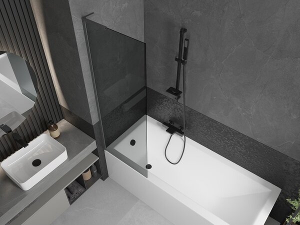 Mexen Next L, paravan de baie cu 1 aripă 60 x 150 cm, sticlă gri 6 mm, profil grafit, 895-060-000-03-40-95