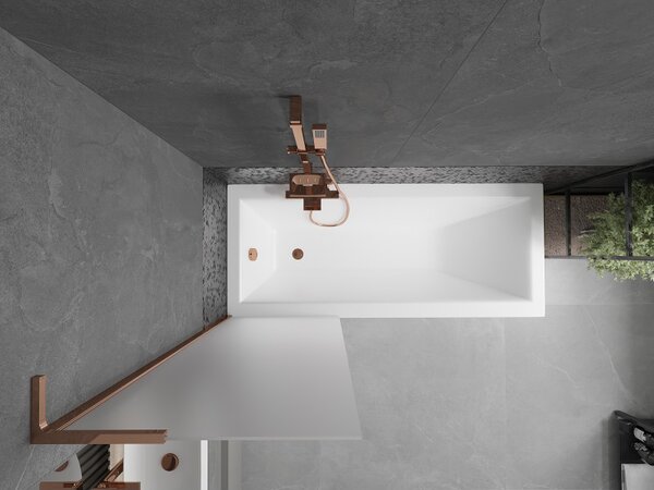 Mexen Next L, paravan de baie cu 1 aripă 60 x 150 cm, sticlă mată 6 mm, profil auriu roz, 895-060-000-03-30-60
