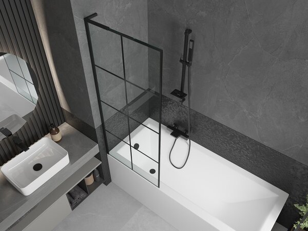 Mexen Next L, paravan de baie cu 1 aripă 70 x 150 cm, model sticlă transparentă de 6 mm negru, profil negru, 895-070-000-03-77-70