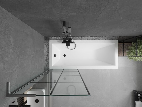 Mexen Next L, paravan de baie cu 1 aripă 70 x 150 cm, model sticlă transparentă-negru de 6 mm, profil grafit, 895-070-000-03-77-66