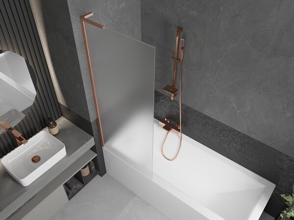 Mexen Next L, paravan de baie cu 1 aripă 70 x 150 cm, sticlă mată 6 mm, profil cupru, 895-070-000-03-30-65