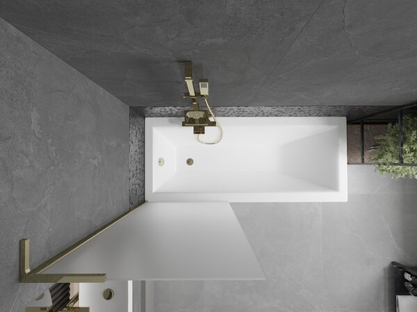 Mexen Next L, paravan de baie cu 1 aripă 70 x 150 cm, sticlă mată 6 mm, profil auriu lucios, 895-070-000-03-30-50