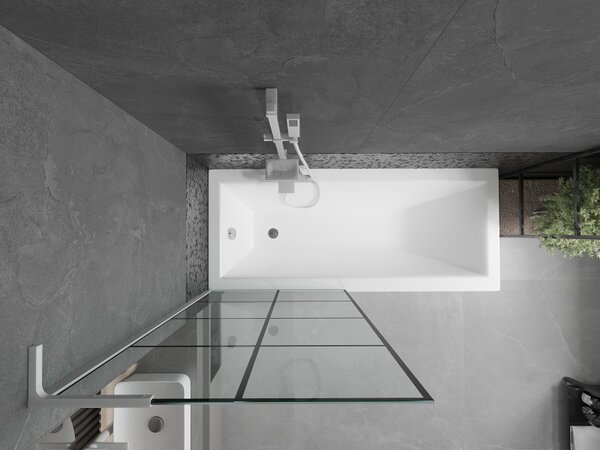Mexen Next L, paravan de baie cu 1 aripă 80 x 150 cm, model sticlă transparentă de 6 mm negru, profil alb, 895-080-000-03-77-20