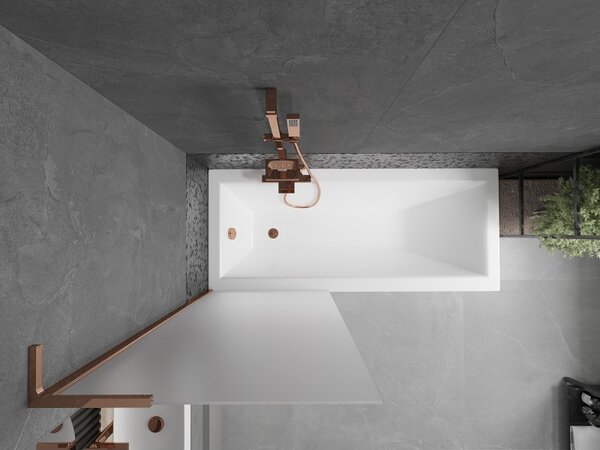 Mexen Next L, paravan de baie cu 1 aripă 70 x 150 cm, sticlă mată 6 mm, profil auriu roz, 895-070-000-03-30-60