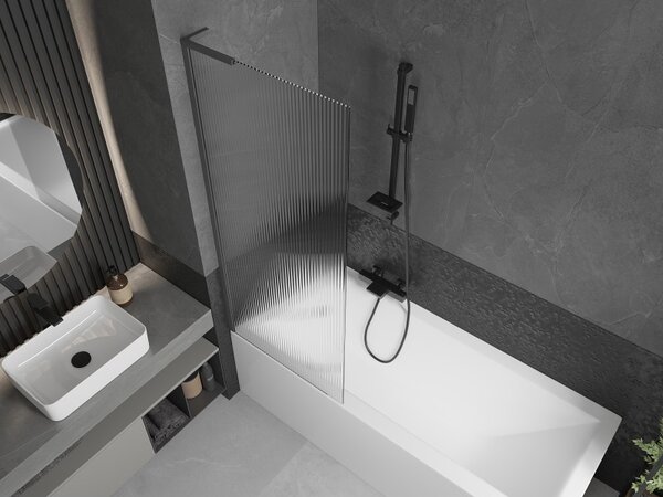 Mexen Next L, paravan de baie cu 1 aripă 70 x 150 cm, sticlă de 6 mm cu model nervuri, profil grafit, 895-070-000-03-09-95