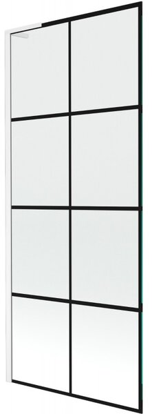 Mexen Next L, paravan de baie cu 1 aripă 80 x 150 cm, model sticlă transparentă de 6 mm negru, profil alb, 895-080-000-03-77-20