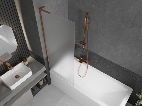 Mexen Next L, paravan de baie cu 1 aripă 70 x 150 cm, sticlă mată 6 mm, profil auriu roz, 895-070-000-03-30-60