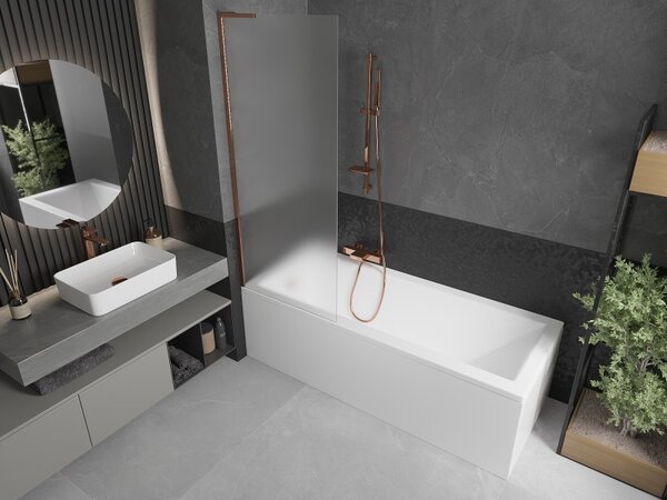 Mexen Next L, paravan de baie cu 1 aripă 70 x 150 cm, sticlă mată 6 mm, profil auriu roz, 895-070-000-03-30-60