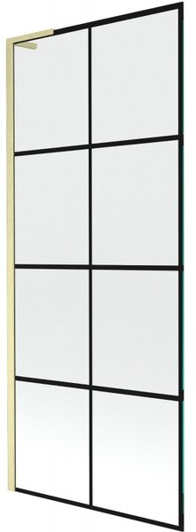 Mexen Next L, paravan de baie cu 1 aripă 80 x 150 cm, model sticlă transparentă-negru de 6 mm, profil auriu mat, 895-080-000-03-77-55