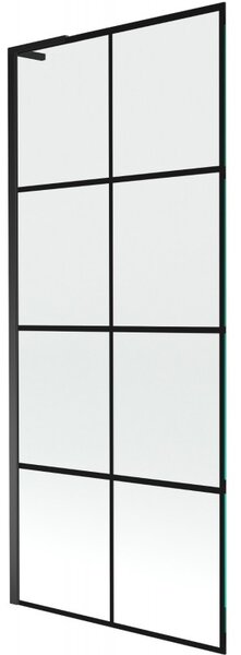 Mexen Next L, paravan de baie cu 1 aripă 80 x 150 cm, model sticlă transparentă-negru de 6 mm, profil negru, 895-080-000-03-77-70