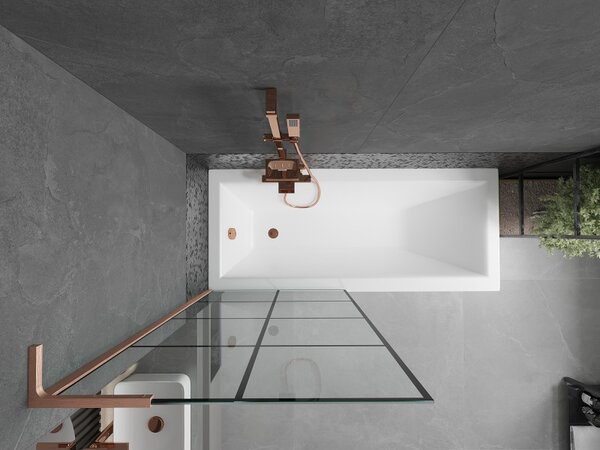 Mexen Next L, paravan de baie cu 1 aripă 80 x 150 cm, model sticlă transparentă-negru de 6 mm, profil cupru, 895-080-000-03-77-65
