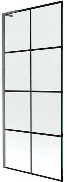 Mexen Next L, paravan de baie cu 1 aripă 80 x 150 cm, model sticlă transparentă-negru de 6 mm, profil grafit, 895-080-000-03-77-66