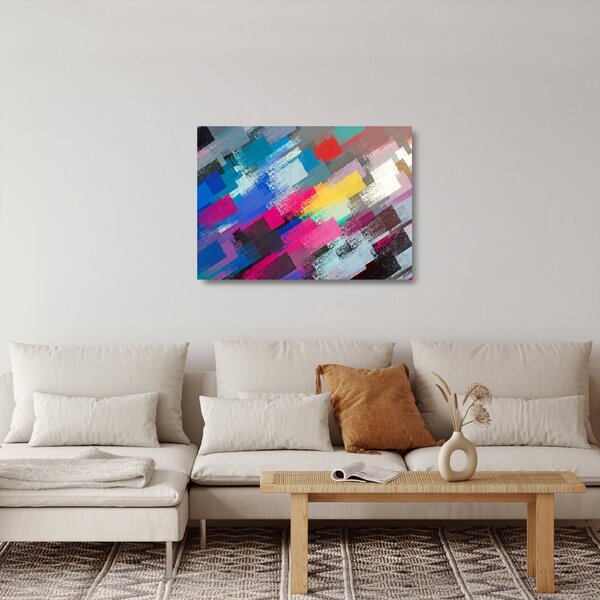 Tablou pe sticlă - Dungi colorate cu pensula (70x50 cm)