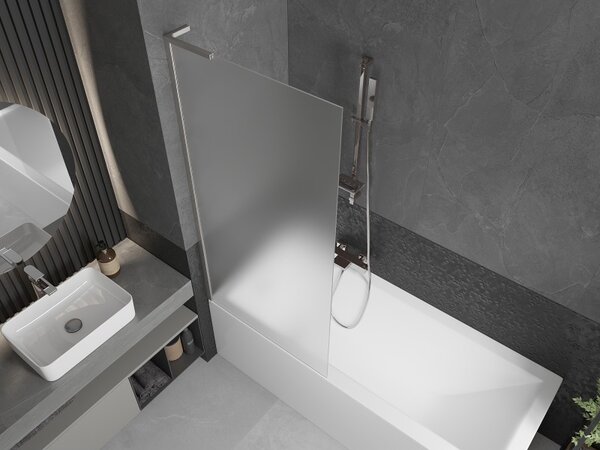 Mexen Next L, paravan de baie cu 1 aripă 80 x 150 cm, sticlă mată 6 mm, sticlă transparentă 6 mm, profil din oțel periat, 895-080-000-03-30-97