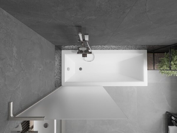 Mexen Next L, paravan de baie cu 1 aripă 80 x 150 cm, sticlă mată 6 mm, sticlă transparentă 6 mm, profil din oțel periat, 895-080-000-03-30-97