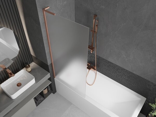 Mexen Next L, paravan de baie cu 1 aripă 80 x 150 cm, sticlă mată 6 mm, profil cupru, 895-080-000-03-30-65