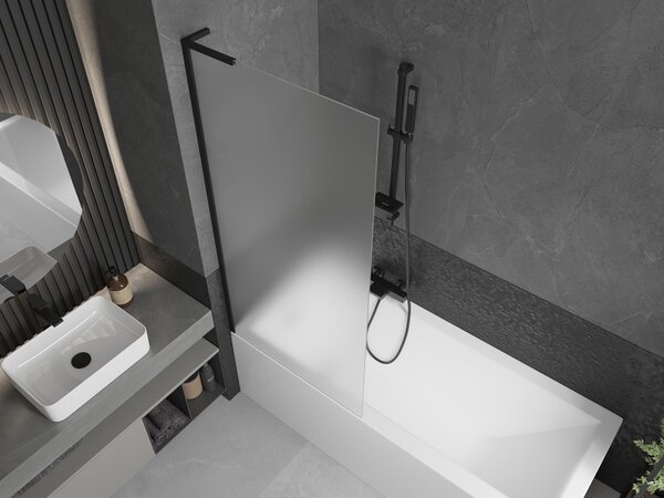 Mexen Next L, paravan de baie cu 1 aripă 80 x 150 cm, sticlă mată 6 mm, profil negru, 895-080-000-03-30-70