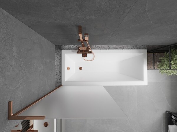 Mexen Next L, paravan de baie cu 1 aripă 80 x 150 cm, sticlă mată 6 mm, profil auriu roz, 895-080-000-03-30-60